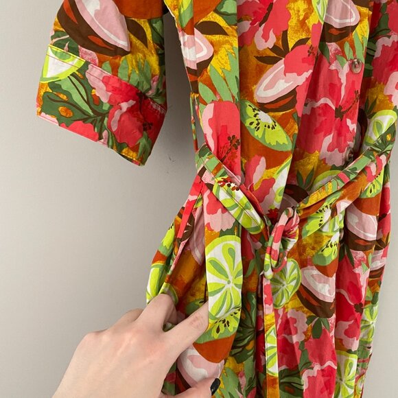 Dress Forum Tropical Fruit Button Front Belted Midi Dress Size Medium - Picture 5 of 7